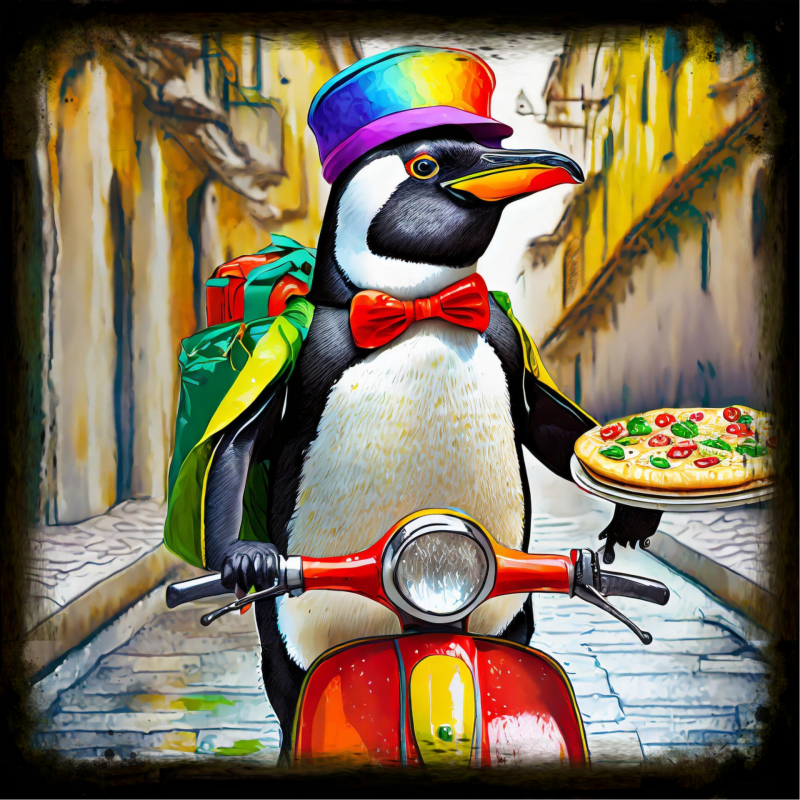pinguino delivery bois pizza