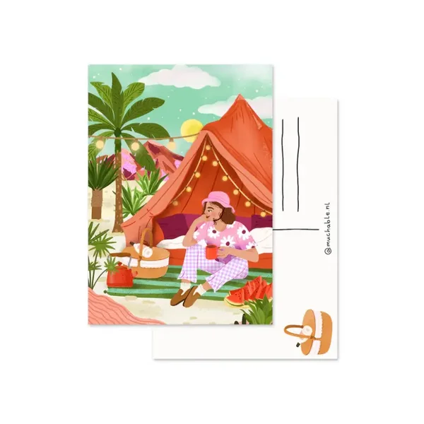 Ansichtkaart Camping Girl