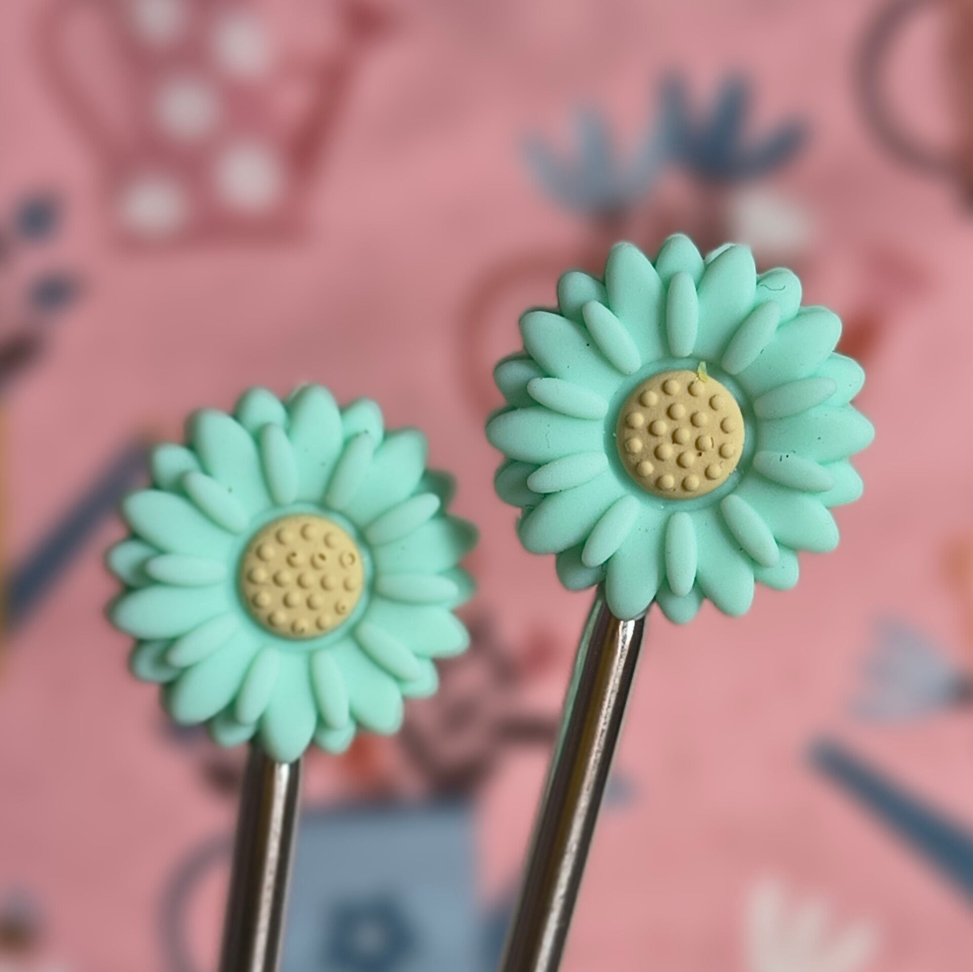 Naaldstoppers Bloem mint/beige 2D