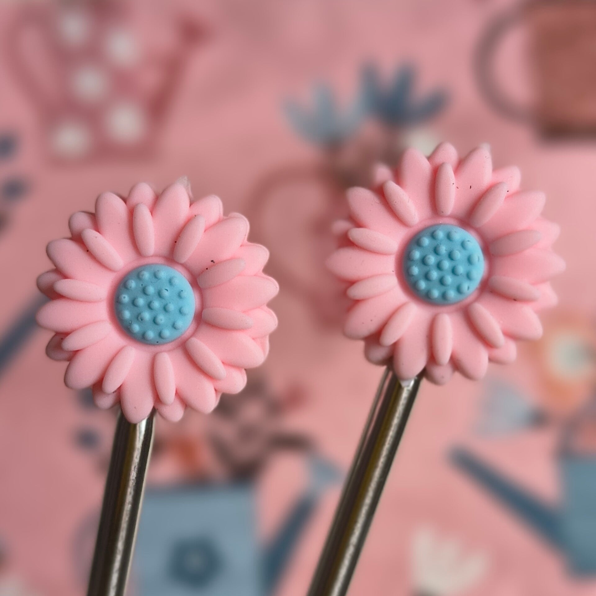 Naaldstoppers Bloem roze/blauw 2D