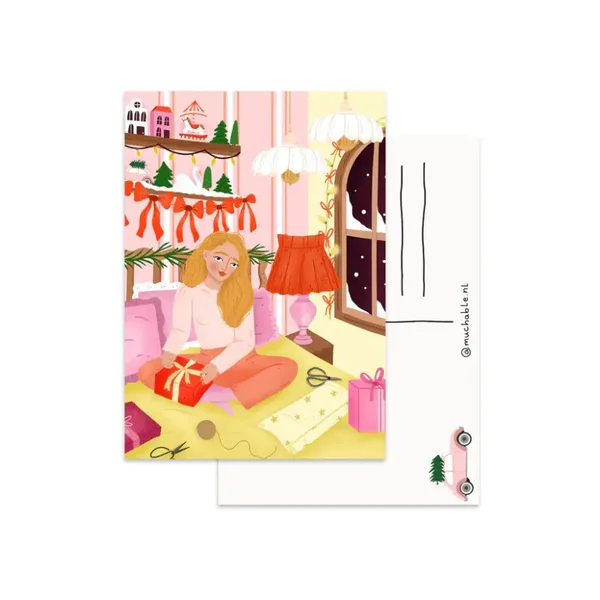 Ansichtkaart Christmas Wrapping gifts