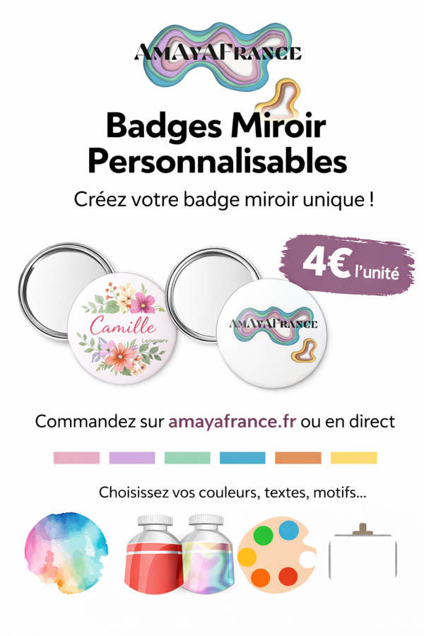 Badge miroir personalisable 58mm