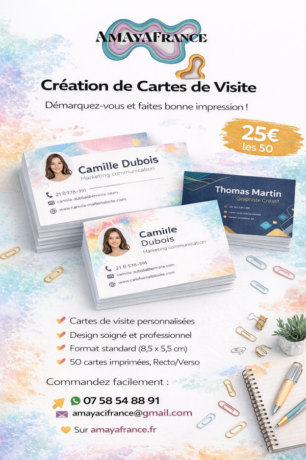Cartes de visite personalisés x50