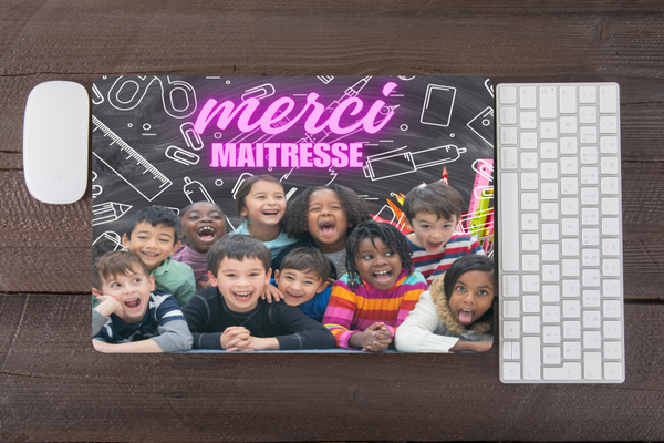 Tapi de souris "Merci Maitresse" photo de classe personalisable
