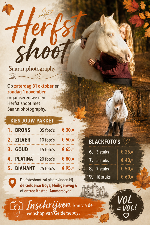 Herfstshoot Saar.n.photography zaterdag 31 oktober en zondag 1 november 2026