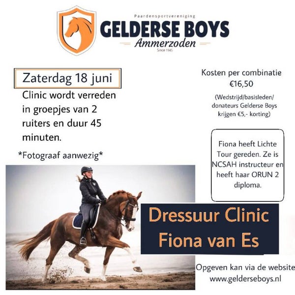 Dressuurclinic Fiona van Es - zaterdag 18 juni (ochtend)