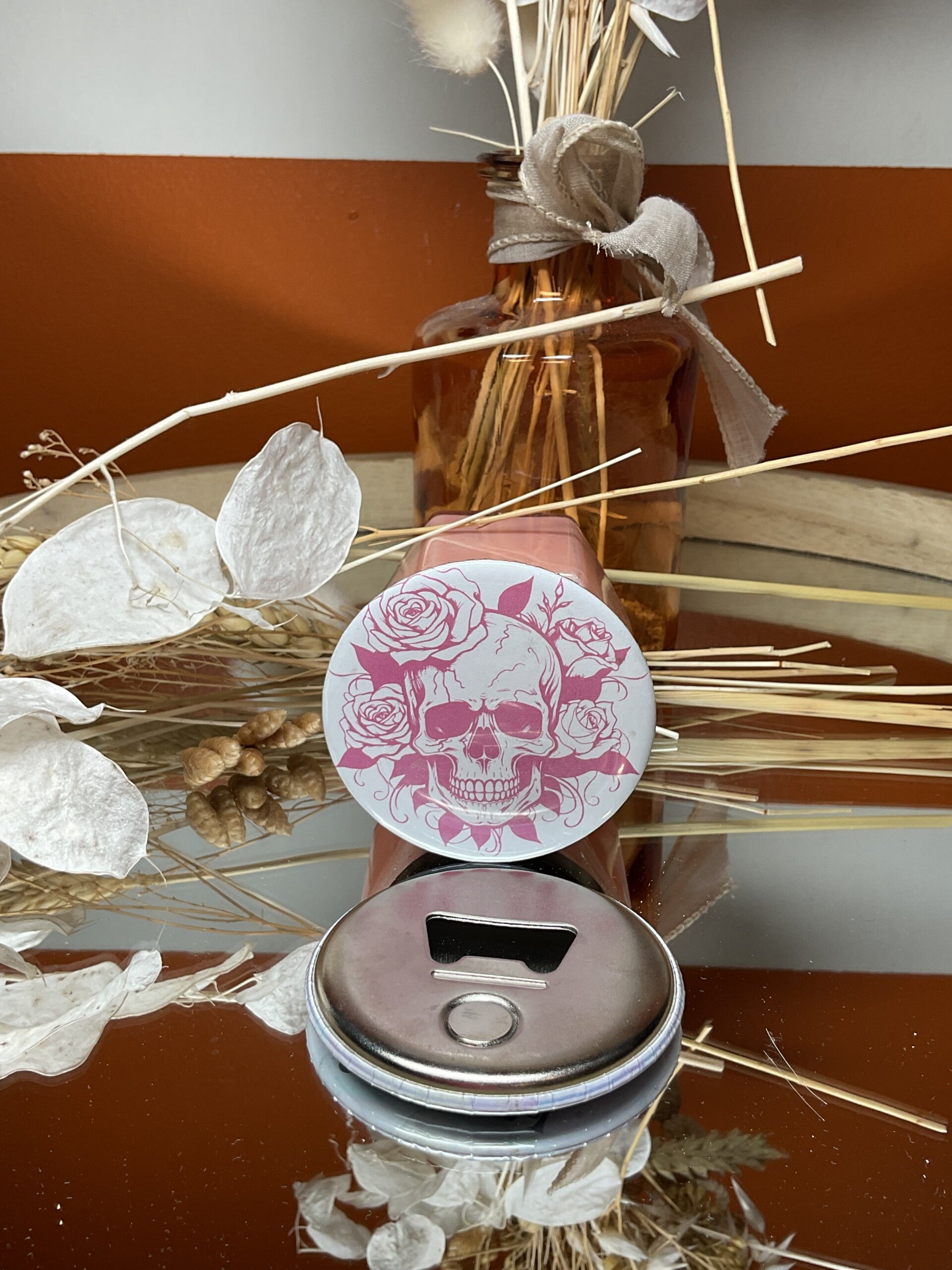 Crâne fleur rose