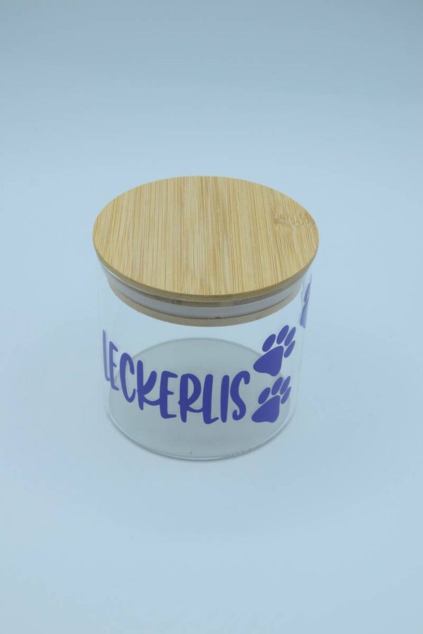 Leckerliglas mit Holzdeckel "Leckerlis"