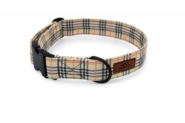 Halsband "Karo beige" - in 3 verschiedenen Größen