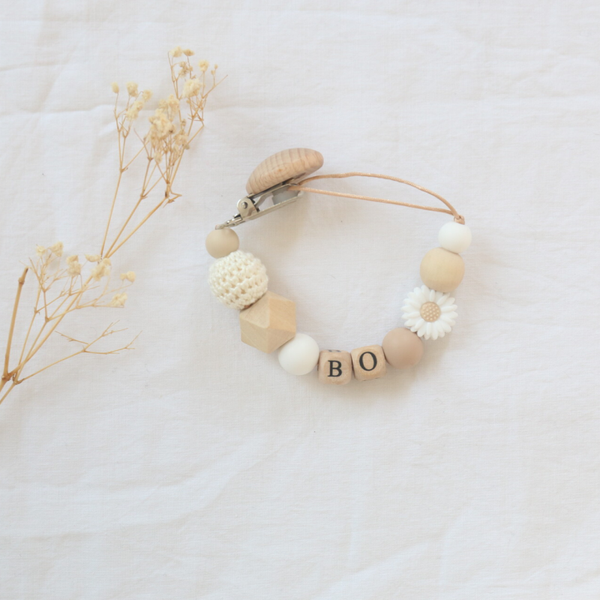 Speenkoord daisy wit/naturel