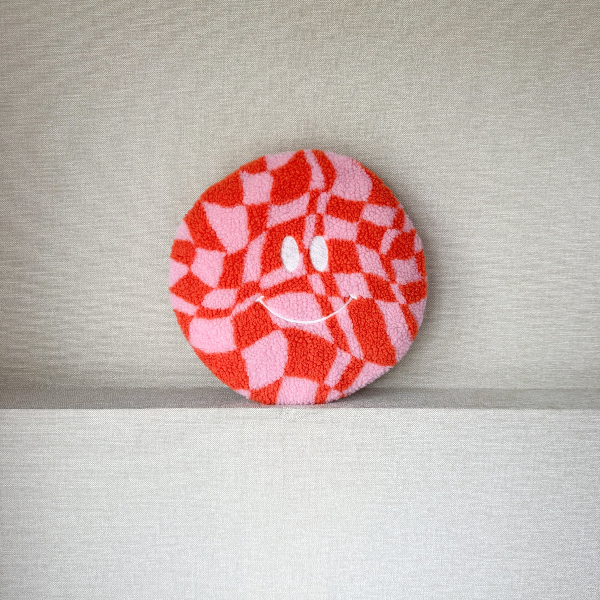 Teddy smiley lamp geblokt roze