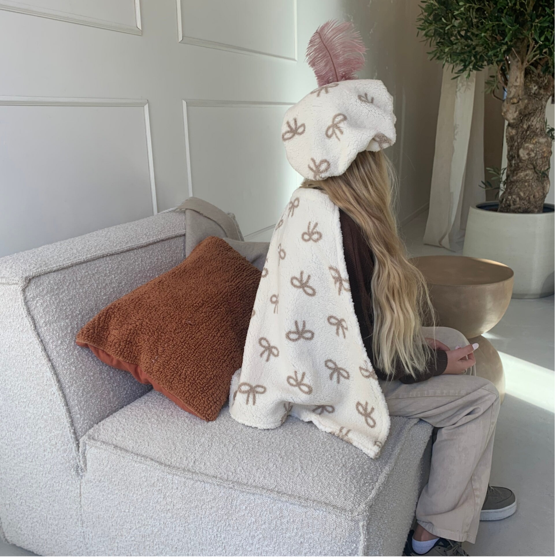 Pietenmuts teddy strikjes creme
