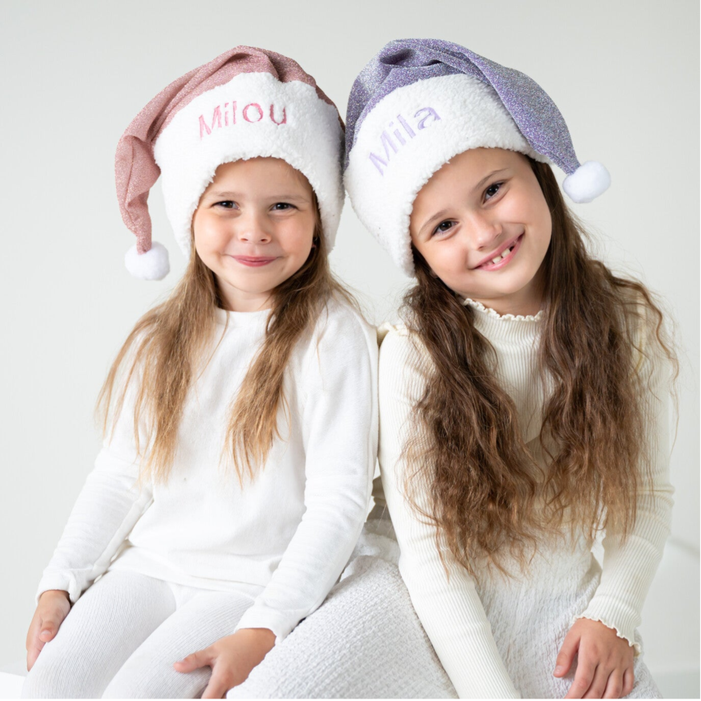 Kerstmuts glitter/velours vanaf 2 jaar