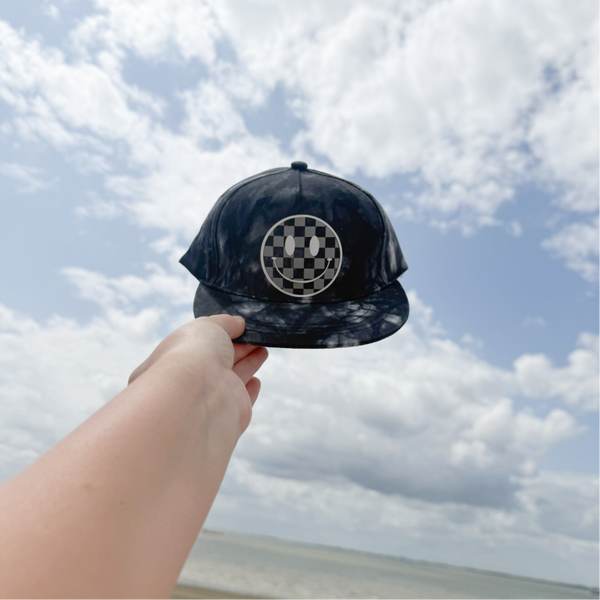 Marmer zwart snapback smiley