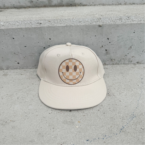 Beige snapback smiley