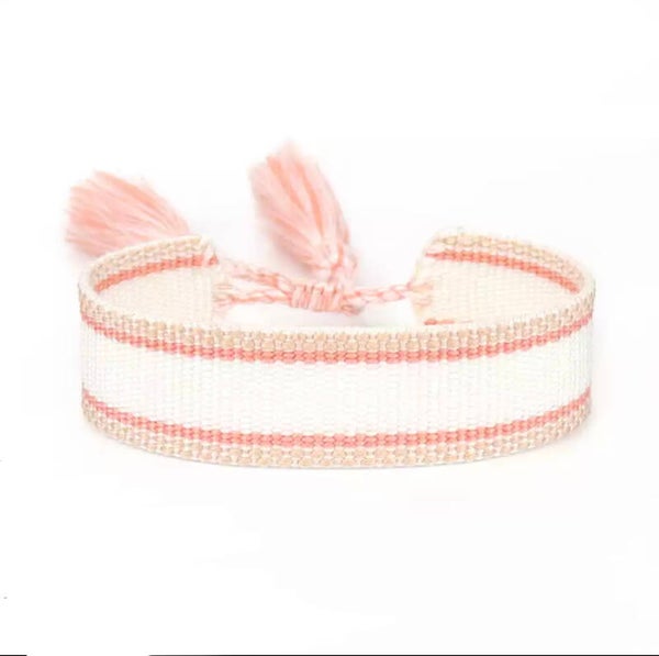Ibiza armbandje zalm/wit