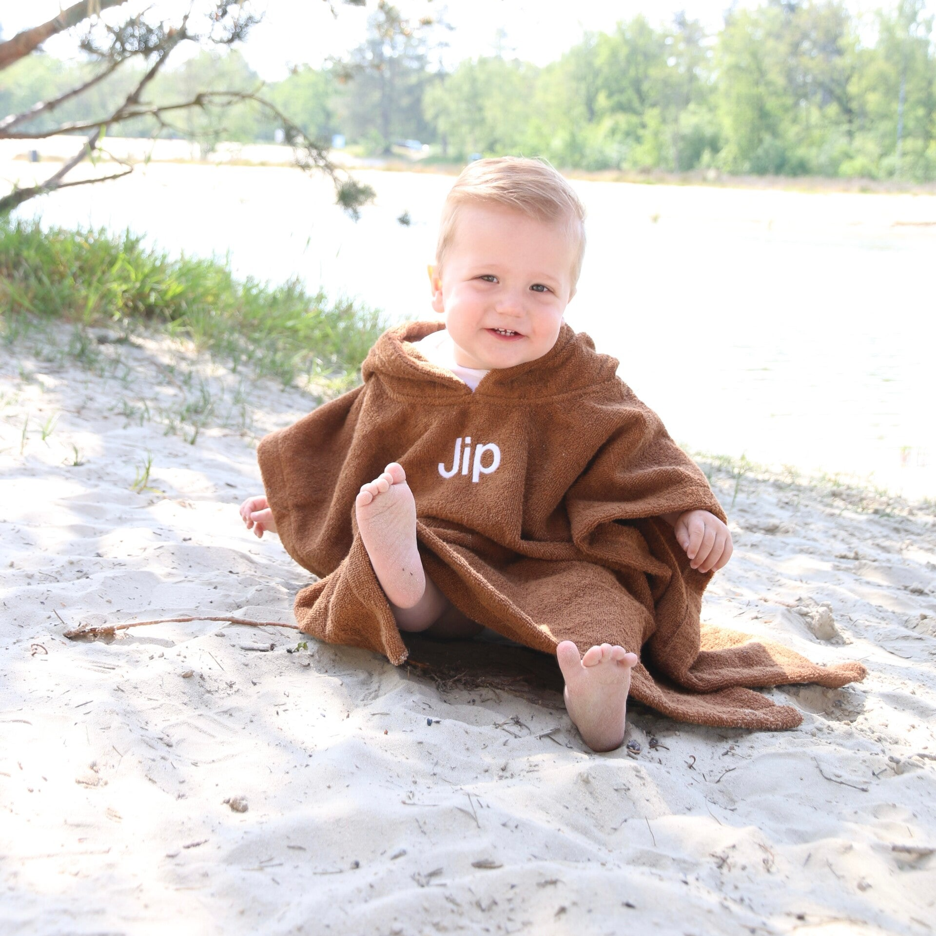 Badponcho donker bruin