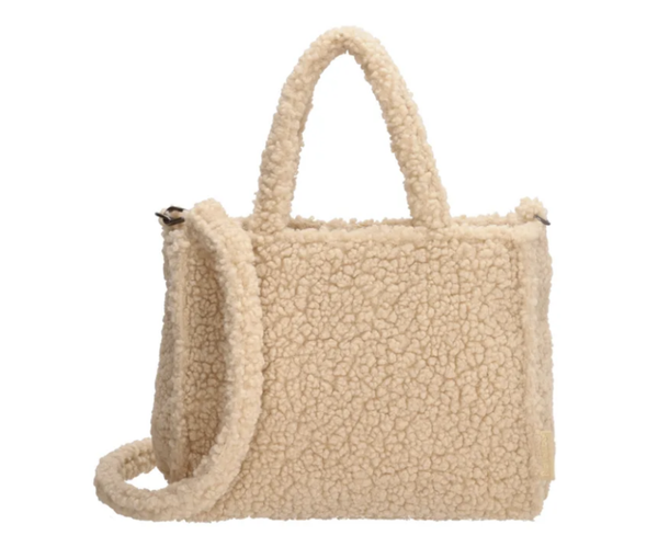 Schouder/hand tas teddy beige M
