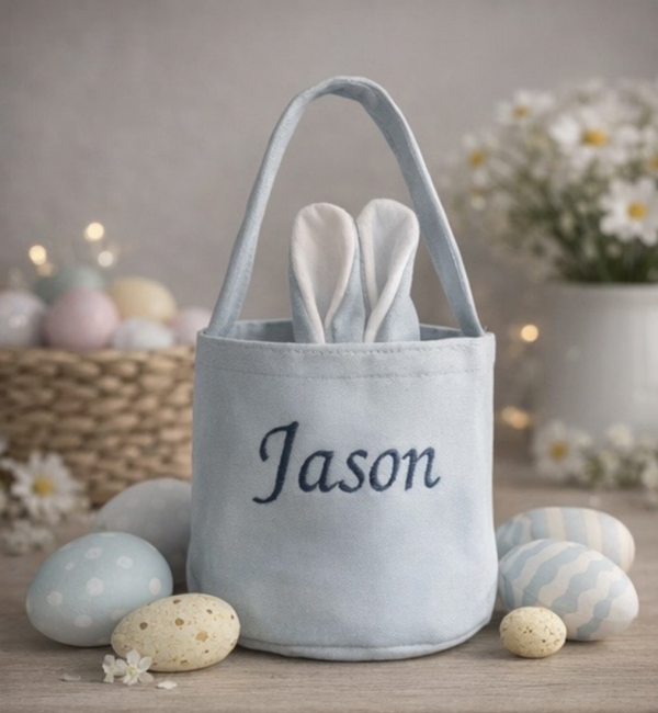 Paasmandje konijn blauw