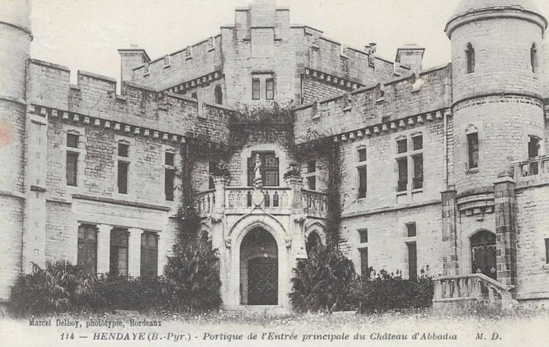 Le château d'Abbadia à Hendaye au début des années 1920
