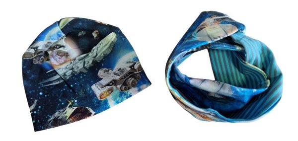 Wendebeanie & Wendeloop Raumfahrzeuge für 43cm Puppen
