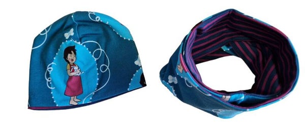 Wendebeanie & Wendeloop Heidi Nostalgie für 43cm Puppen