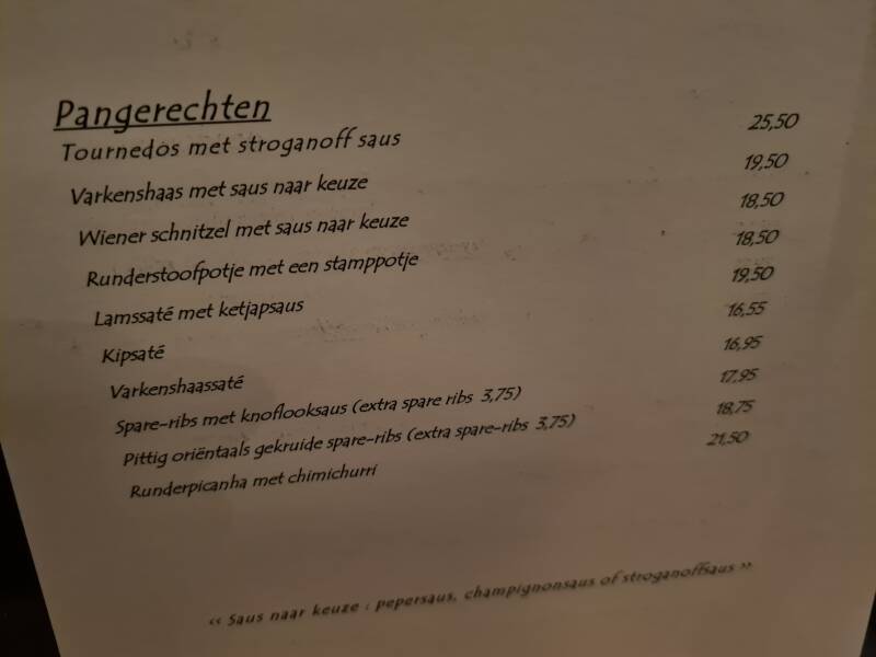 Eetcafé de Bruin | Krimpen a/d IJssel | Foto menukaart