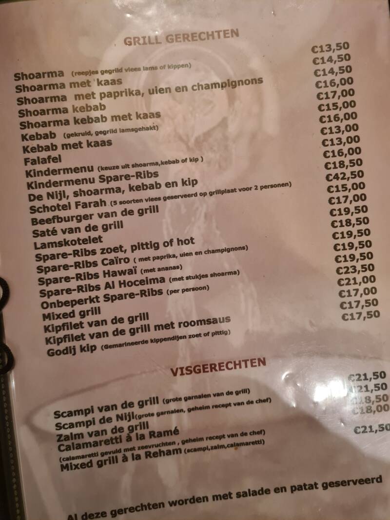 De Nijl Soestduinen | Soest | Foto menukaart