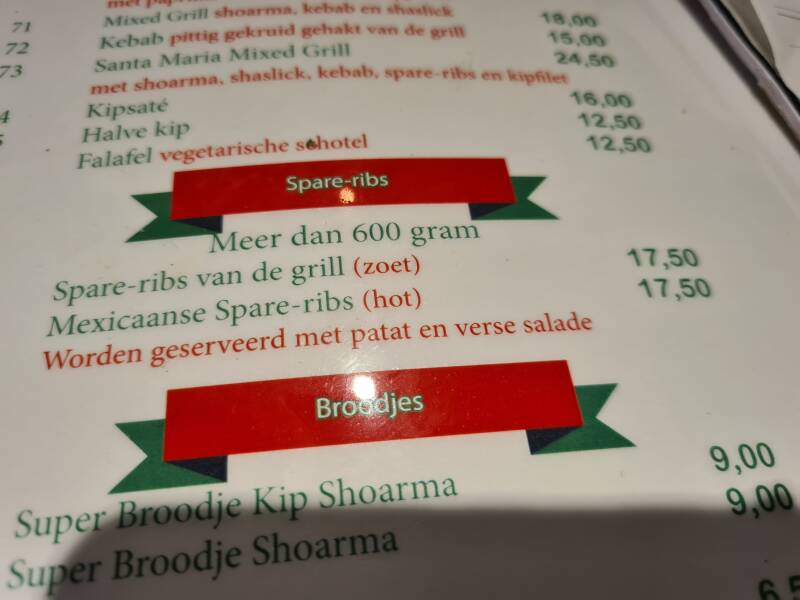Santa Maria | Voorhout | Foto menukaart