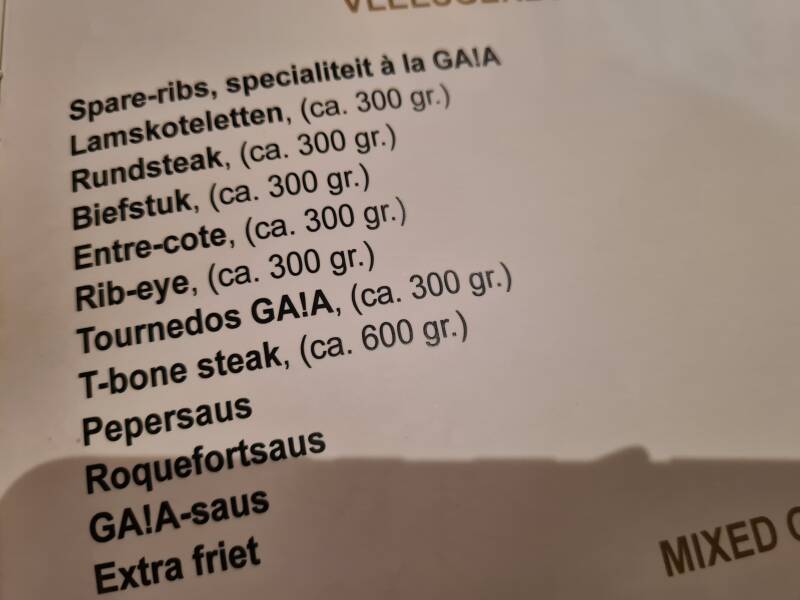 Restaurant Gaia | Tiel | menukaart
