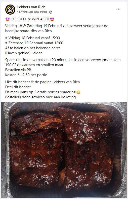 Lekkers van Rich | Leiden | Facebook advertentie