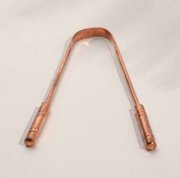 Tongschraper luxe, puur koper (met 2 handgrepen) – 30 gram