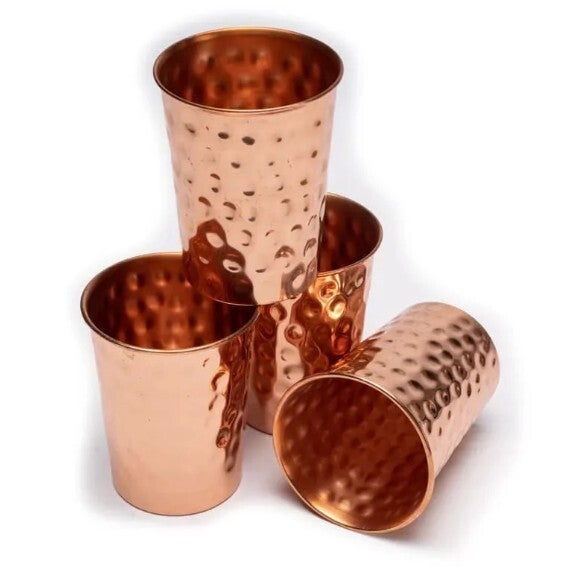 Puur koperen drinkbeker set gehamerd