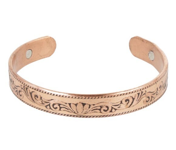 Puur koperen armband (klein) met lotus motief