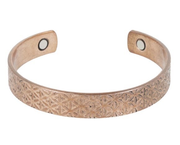 Puur koperen armband (klein) met Bloem des Levens motief