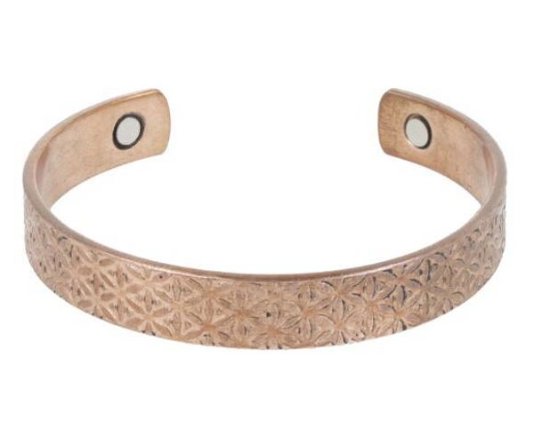 Puur koperen armband (klein) met Bloem des Levens motief