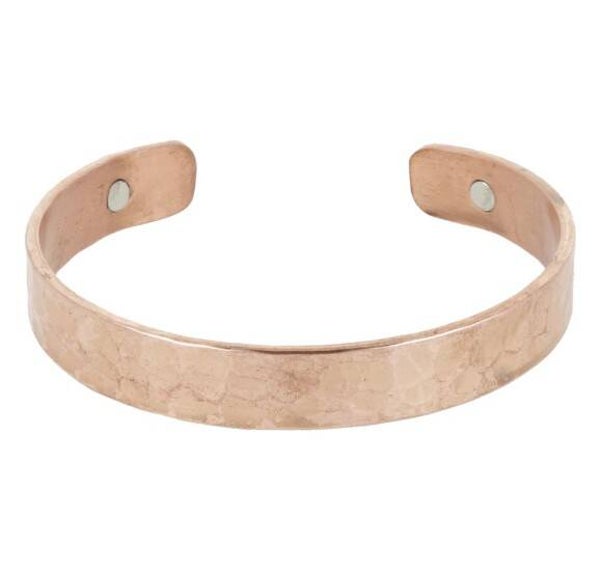 Puur koperen armband (klein) met licht gehamerd patroon