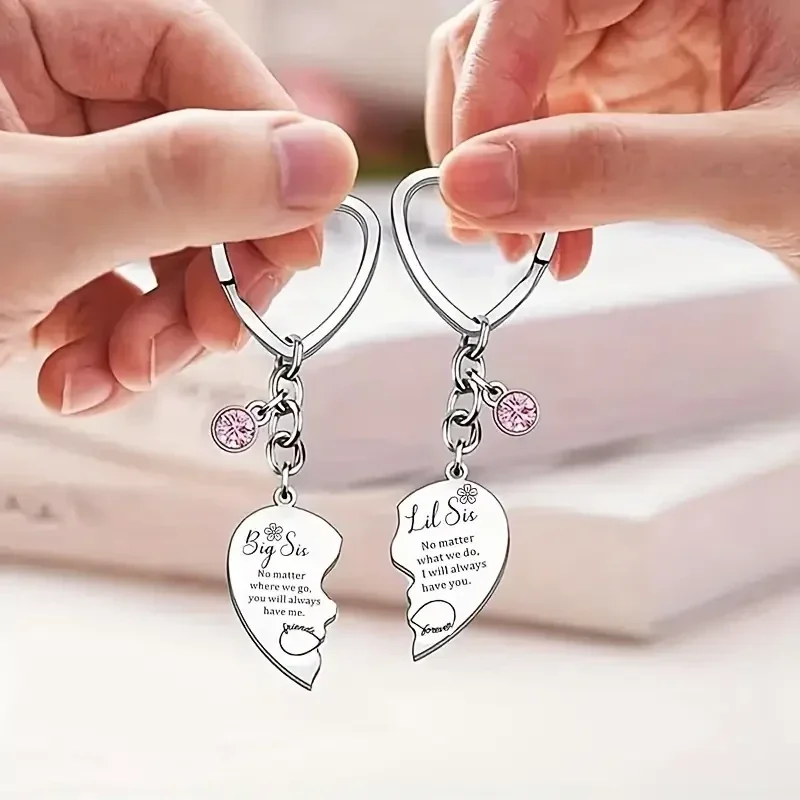 Big Sis Little Sis Heart Keychain Set