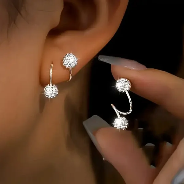 1 Pair Luxury Spiral Rod Ball Earrings