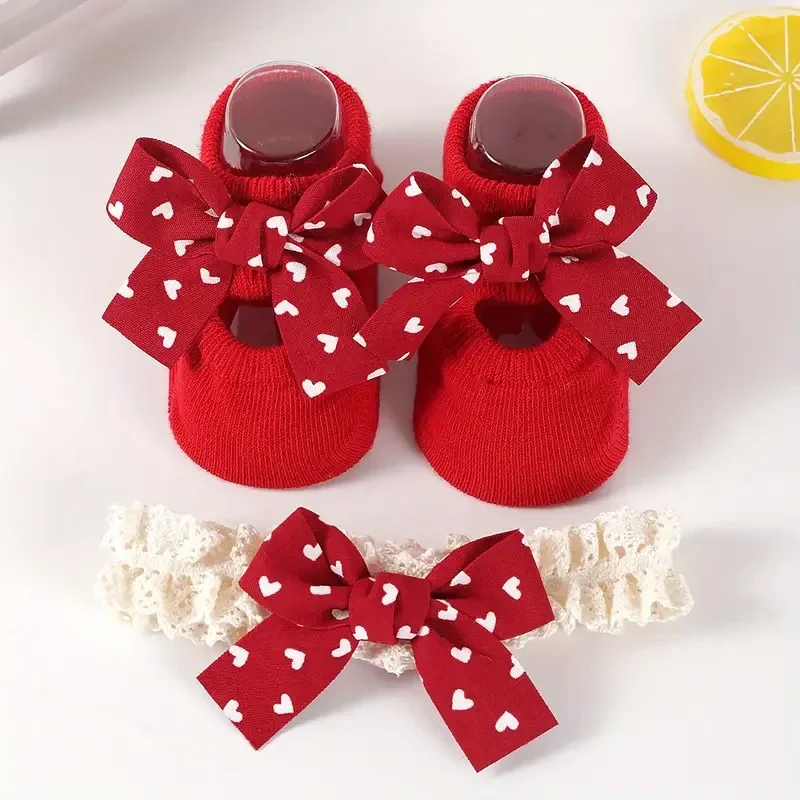 1 set Baby Girls Kids Bow Headband & Bow Socks