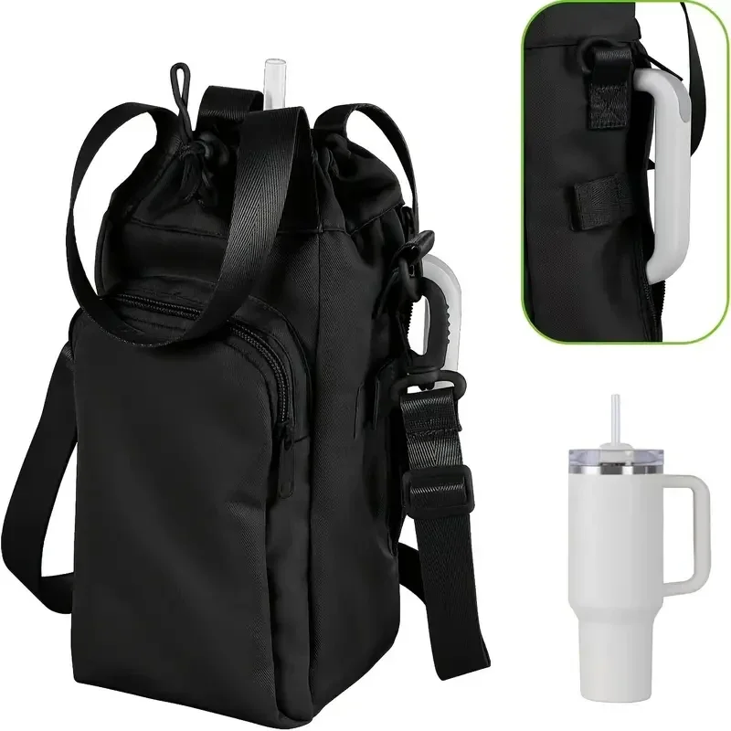Black  40oz Insulated Water container Carrier with Phone Pocket