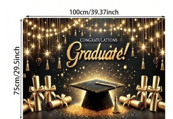 Gold Flag Graduation Ceremony Polymer Background With Tassel And Diploma,