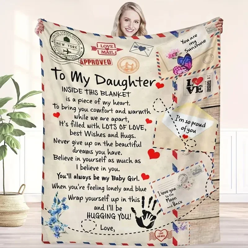 Soft & Cozy  Flannel 'to My Daughter' Blanket with Heartfelt Message -(100 x150cm)