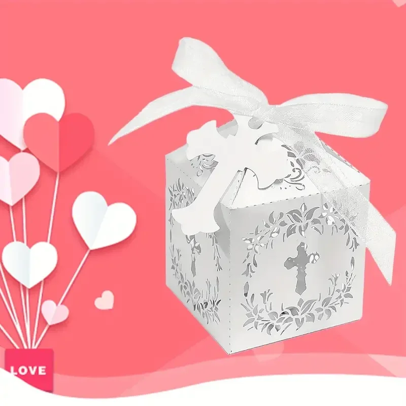 25/50pcs Baptism Favor Boxes - 2 X 2 X 3 Inches