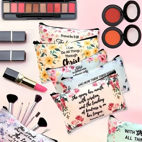 Makeup Bag Pencil Pouch Bible Cover Floral Cosmetic Bags