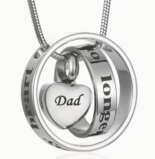 Stainless Steel Memorial Pendant: 'No Longer by My Side, Forever in My Heart' - DAD
