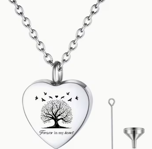 Heart Cremation Urn Necklace for Ashes Memorial Keepsake Ashes Holder "Forever in My Heart"