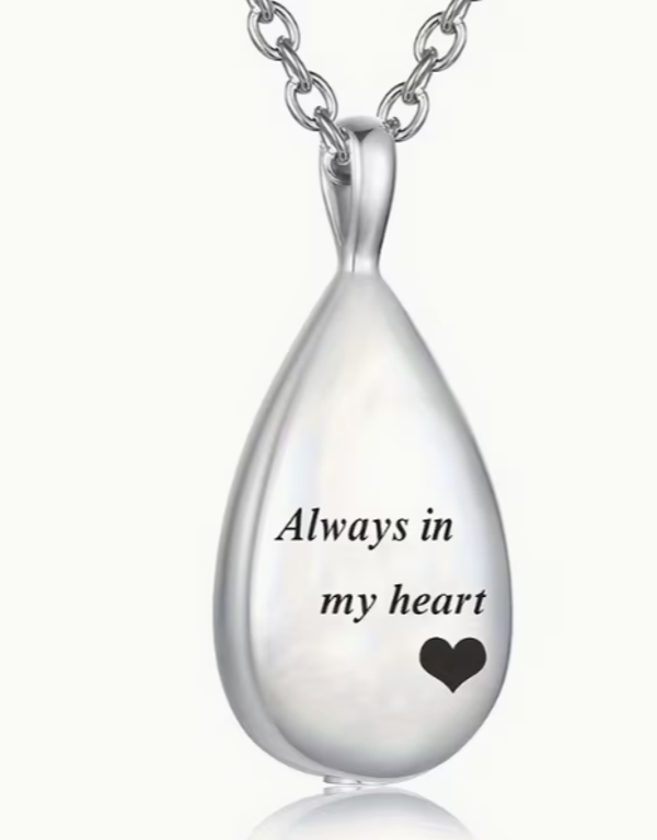 Urn Necklaces for Ashes "Always in my heart"