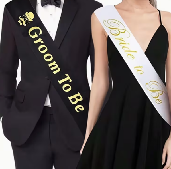 2pcs/set Fashionable Wedding Sashes, Bride To Be & Groom To Be,