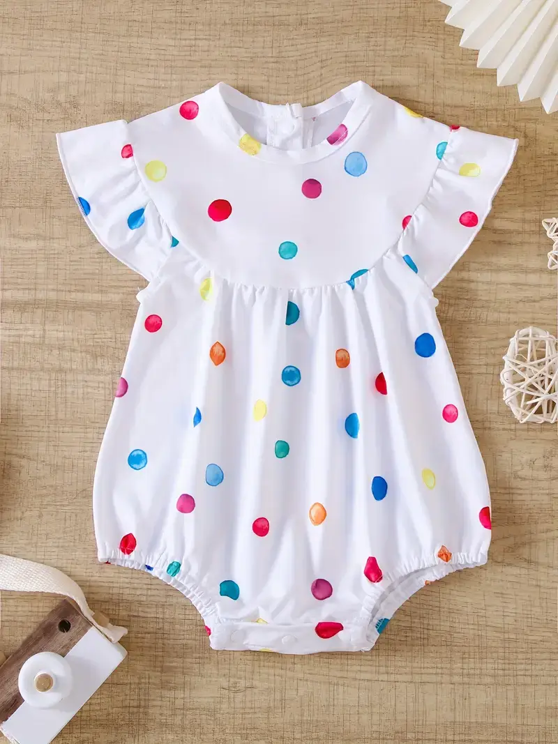 Baby's Colorful Polka Dots Pattern Triangle Onesie